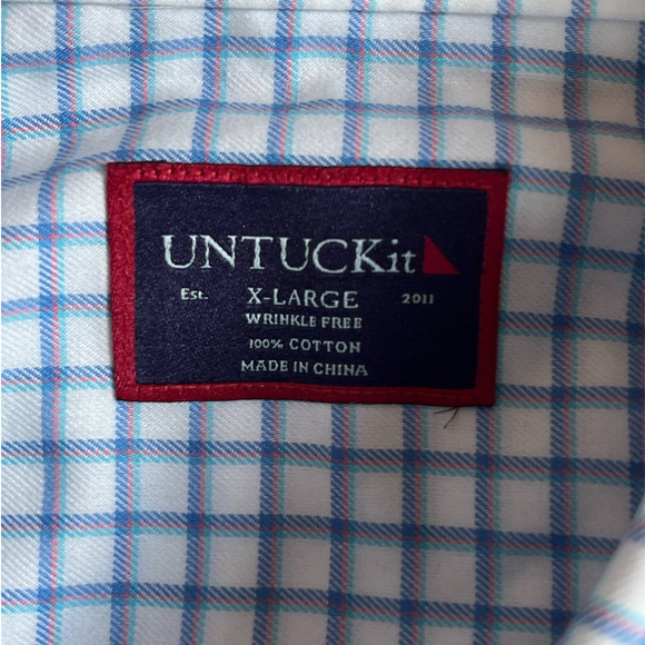 UNTUCKit Delaney Wrinkle Free Button Front Shirt Blue White Size XL - Picture 4 of 7